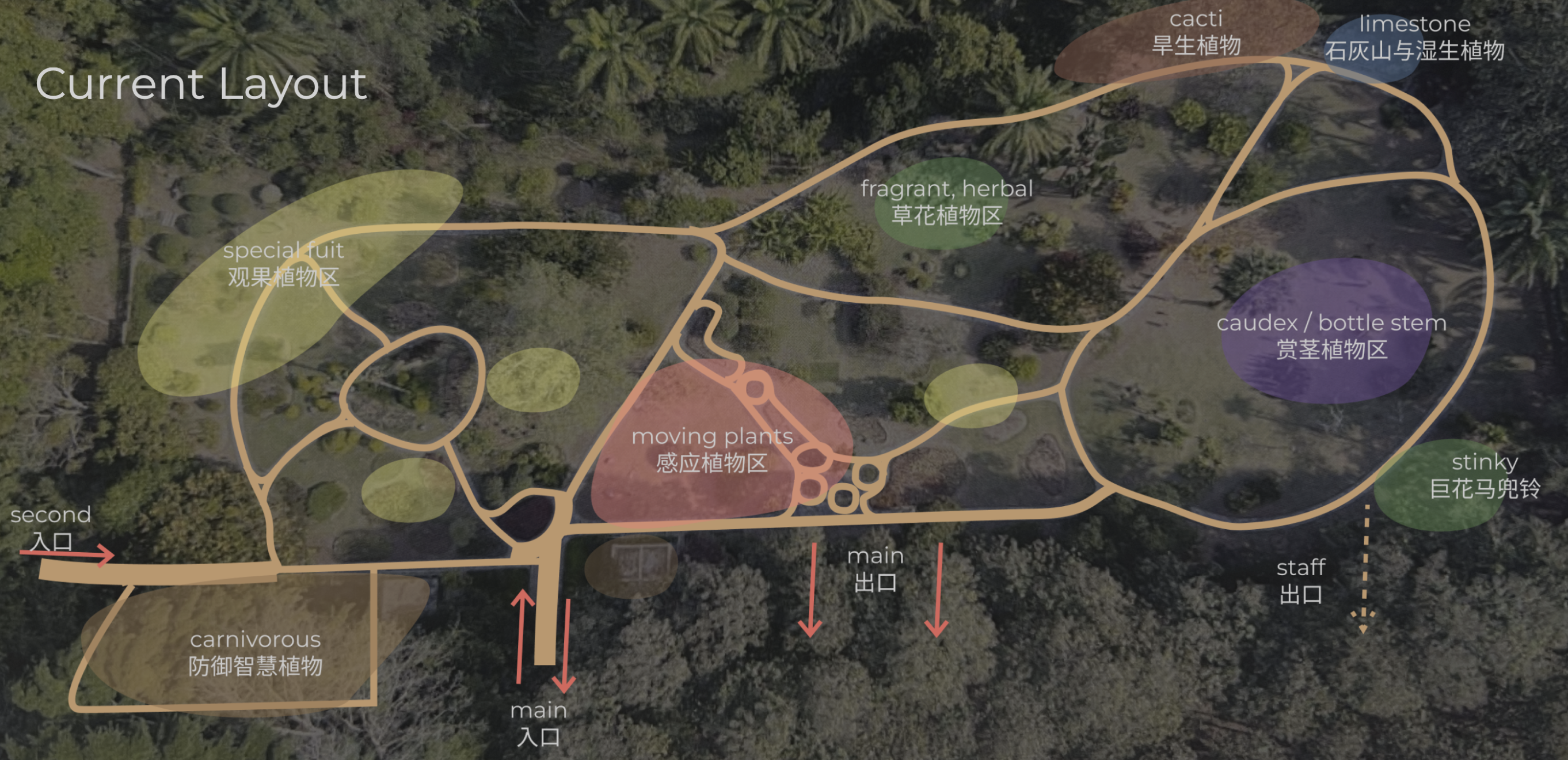 Current layout of the Distinctive Plant Garden
